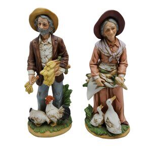 vintage 1992 homco # 1477 older couple farmers bisque figurines